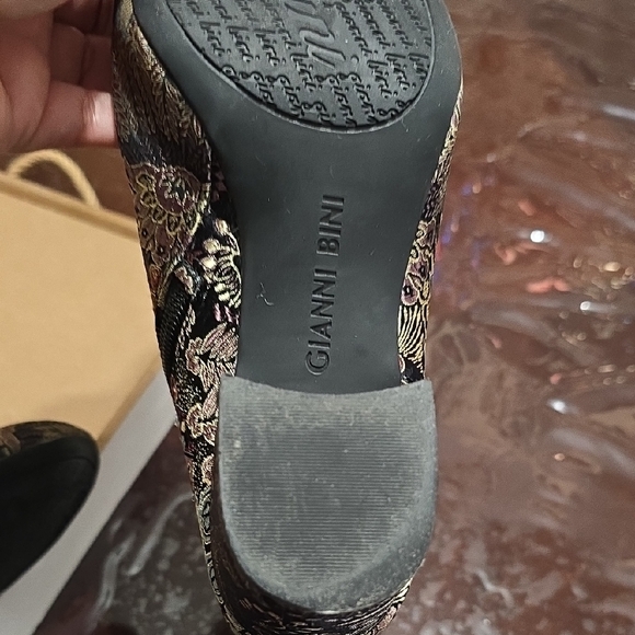 Gianni Bini Black and Gold Embroidered Ankle Boots - Picture 10 of 12